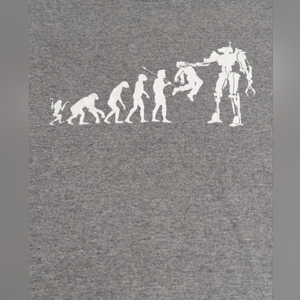 The Evolution And Demise Of Mankind Humor Grey Tee Large